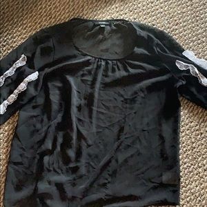 Black sheer Large Top, Flower sleeves